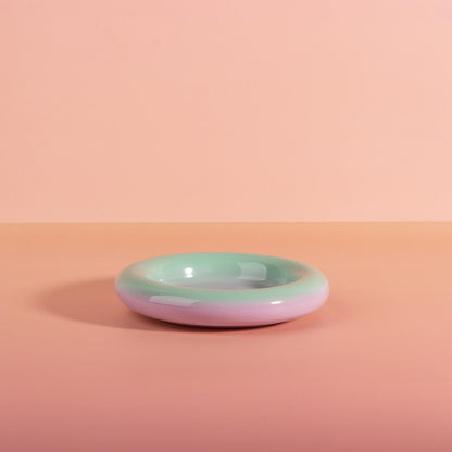 Handmade Large 16oz Pastel Gradient Chunky Mug Set | Ceramic Mint Green to Violet Coffee Cup and Saucer | Unique Matcha Cup | Pottery Gift