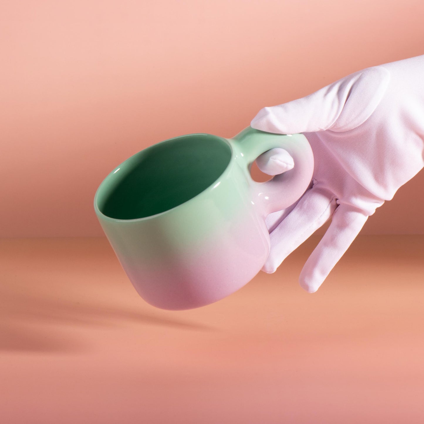 Handmade Large 16oz Pastel Gradient Chunky Mug Set | Ceramic Mint Green to Violet Coffee Cup and Saucer | Unique Matcha Cup | Pottery Gift