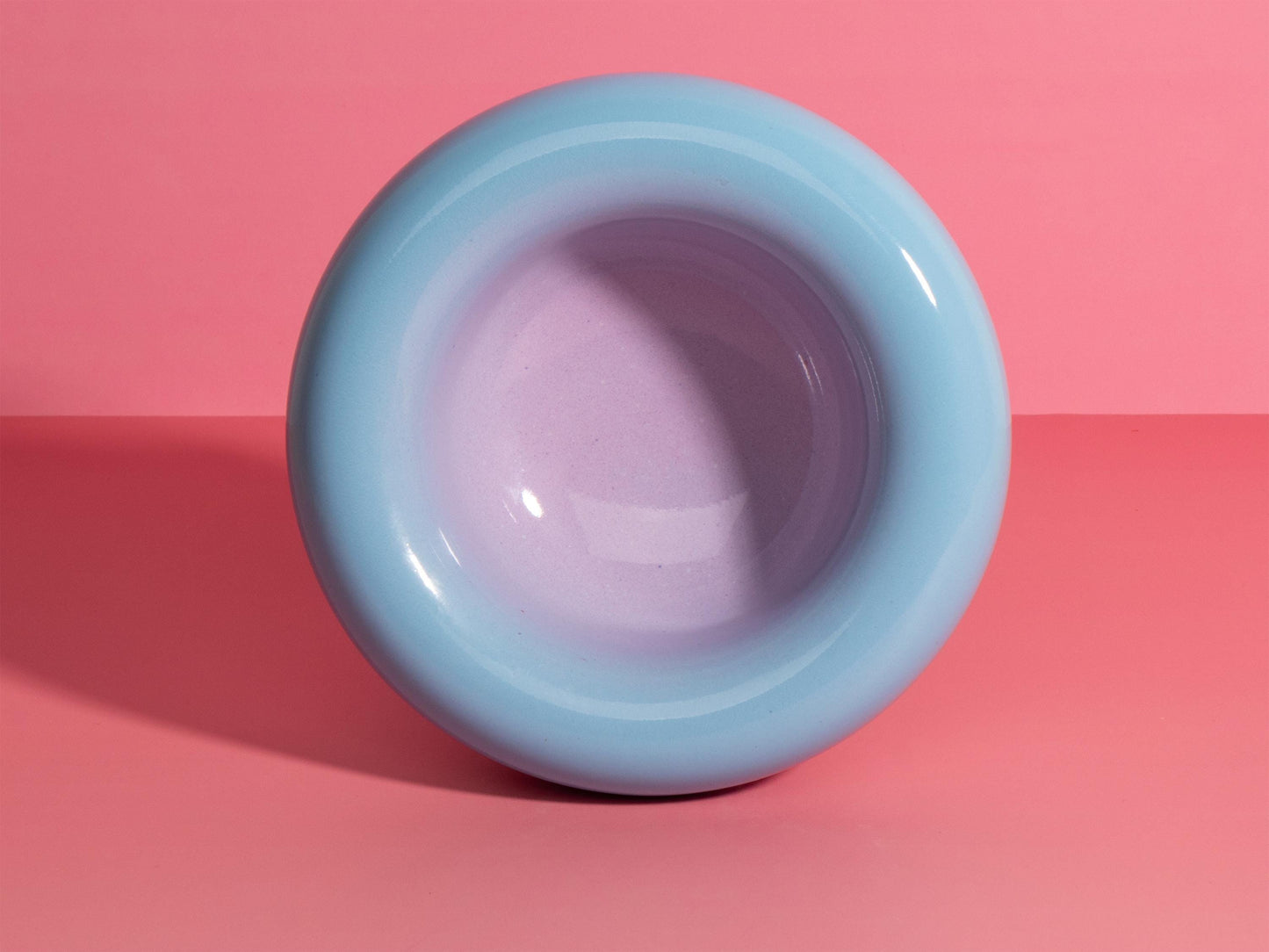 Handmade Ombre Stoneware Donut Bowl: Light Blue to Violet, 14cm