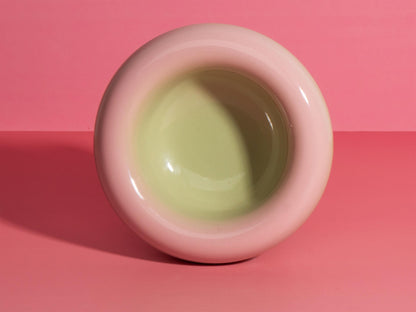 Handmade Ceramic Donut Bowl: Gradient Pink to Green Stoneware Dish