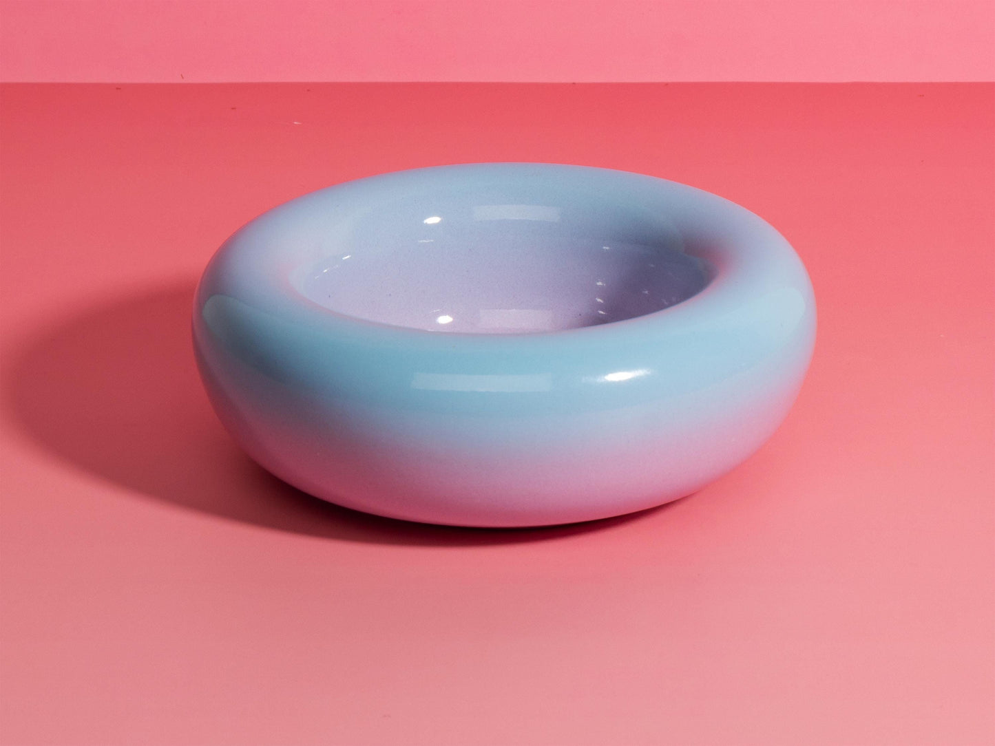 Handmade Chunky Ceramic Bowl: Gradient Orange-Pink Stoneware Dish (14cm)