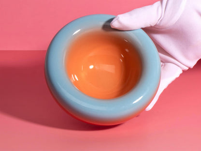 Handmade Chunky Ceramic Bowl: Gradient Orange-Blue Stoneware Dish (14cm)