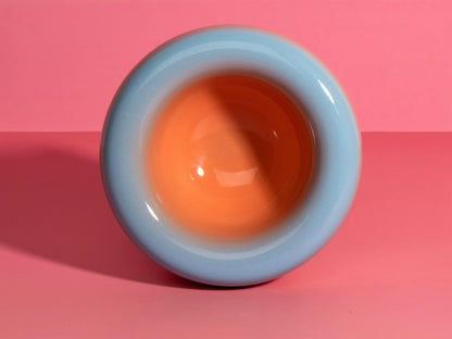 Handmade Chunky Ceramic Bowl: Gradient Orange-Blue Stoneware Dish (14cm)