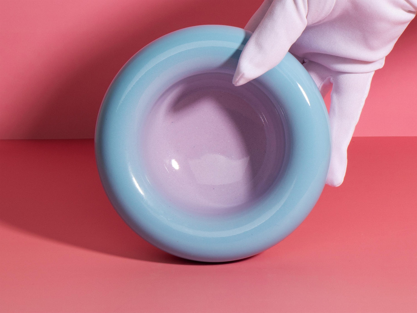 Handmade Ombre Stoneware Donut Bowl: Light Blue to Violet, 14cm