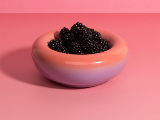 Handmade Stoneware Dessert Bowl: Pink Lavender Ombre Glaze, 14cm