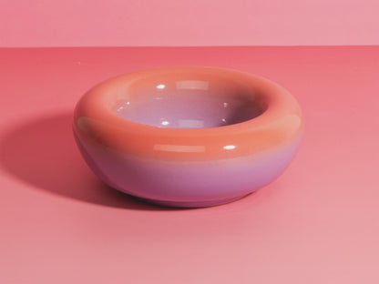 Handmade Stoneware Dessert Bowl: Pink Lavender Ombre Glaze, 14cm