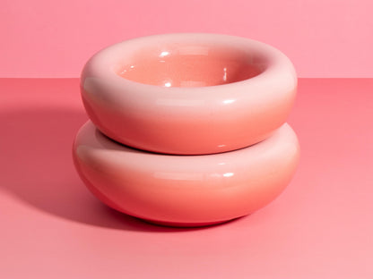Cute Sakura Pink Bubble Bowl | Chubby Ceramic Fruit Bowl | Pastel Ombre Serving Dish | Kawaii Aesthetic Tableware | Modern Dopamine Decor
