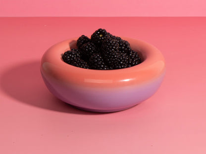 Handmade Chunky Ceramic Bowl: Gradient Orange-Pink Stoneware Dish (14cm)