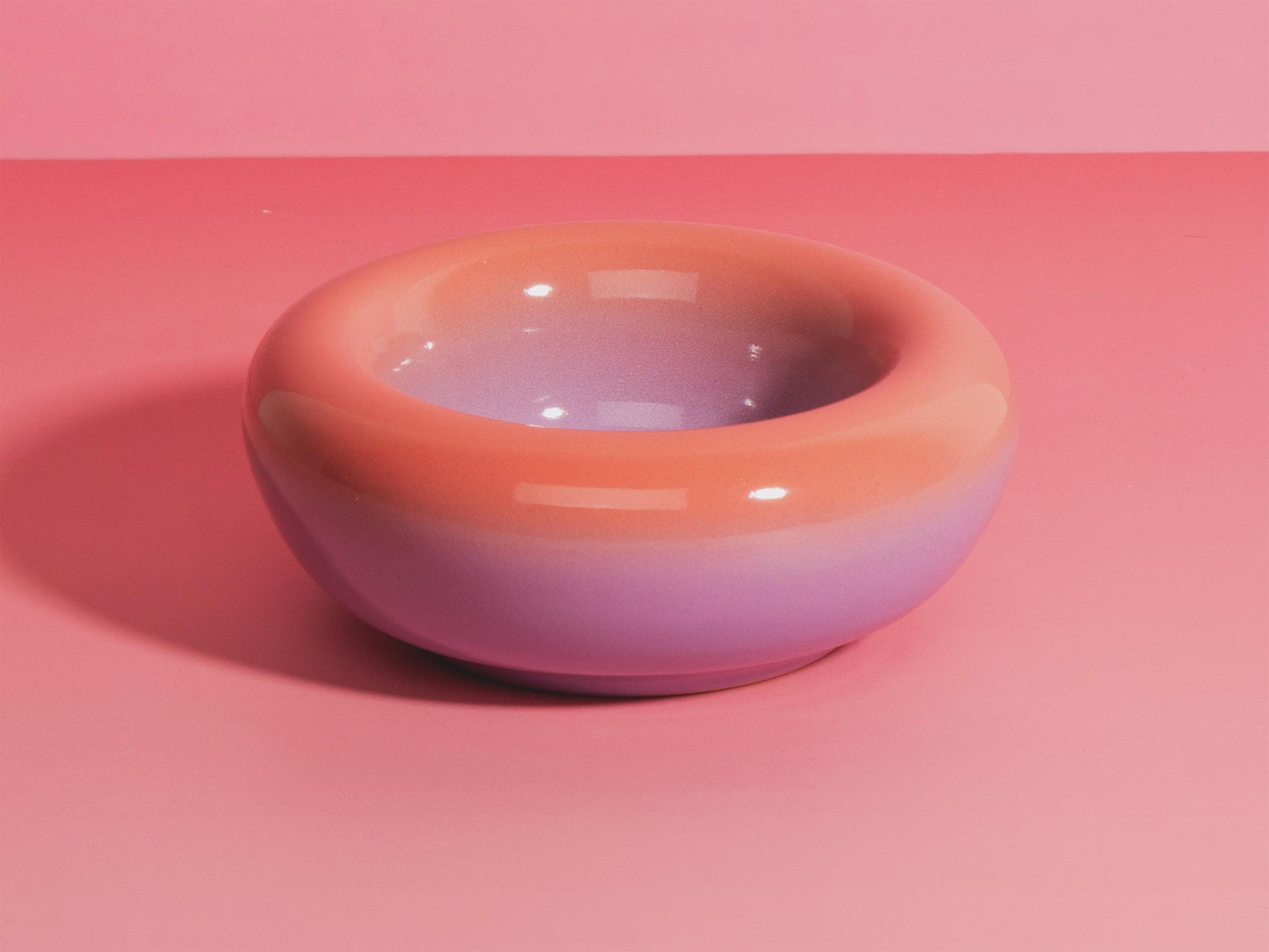 Handmade Chunky Ceramic Bowl: Gradient Orange-Blue Stoneware Dish (14cm)
