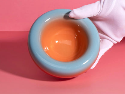 Handmade Ombre Stoneware Donut Bowl: Light Blue to Violet, 14cm