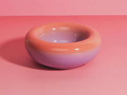 Handmade Ombre Stoneware Donut Bowl: Light Blue to Violet, 14cm