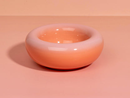 Handmade Chunky Ceramic Bowl: Gradient Orange-Pink Stoneware Dish (14cm)