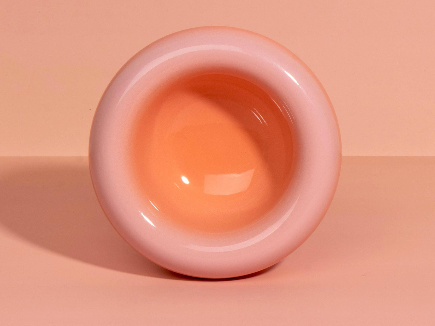 Handmade Chunky Ceramic Bowl: Gradient Orange-Pink Stoneware Dish (14cm)