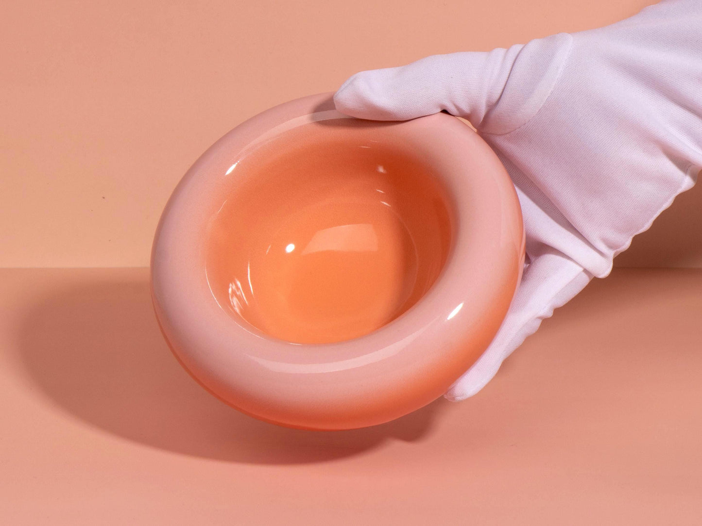 Handmade Chunky Ceramic Bowl: Gradient Orange-Pink Stoneware Dish (14cm)